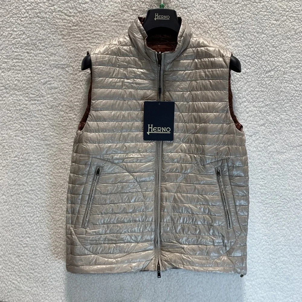 Herno Men's Vest Ultralightweight Nylon Reversible Quilted Puffer 54 IT / US XXL